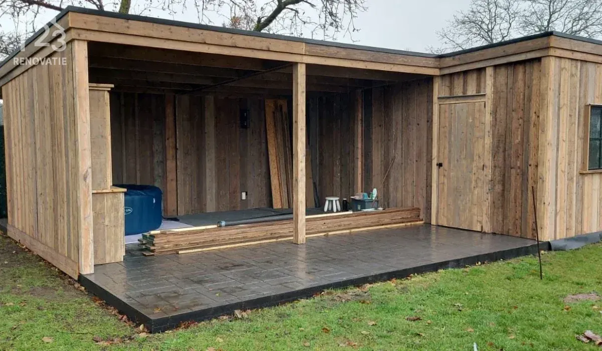 Terrasoverkappingen met tuinhuis, terras overkapping Limburg