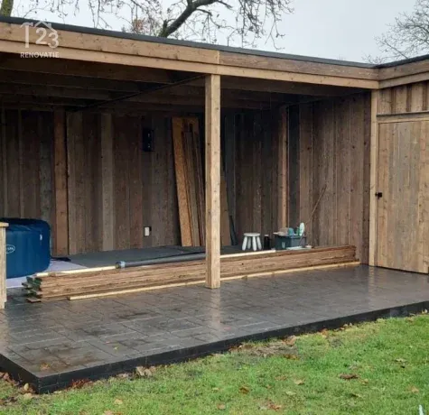 Terrasoverkappingen met tuinhuis, terras overkapping Limburg