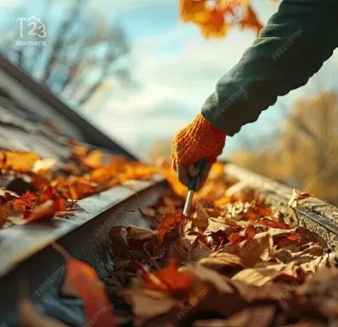 Dakgoot reiniging service, bladeren verwijderen uit dakgoten