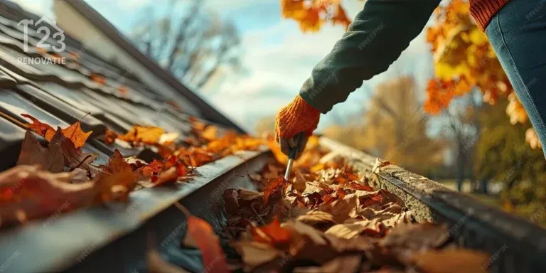 Dakgoot reiniging service, bladeren verwijderen uit dakgoten