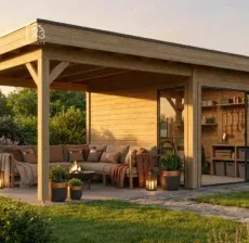 Tuinschuur met overkapping: wat kost het en wat levert het op? - tuinschuur met overkapping